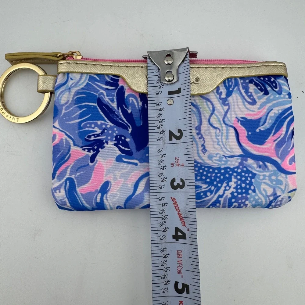 Lilly‎ Pulitzer ID Case Keychain Wallet Blue Pink Excellent Floral Preppy